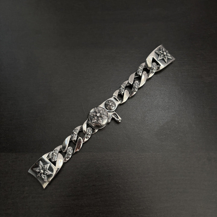 Silver Hexagram Watch Band for Men, Retro Punk Style