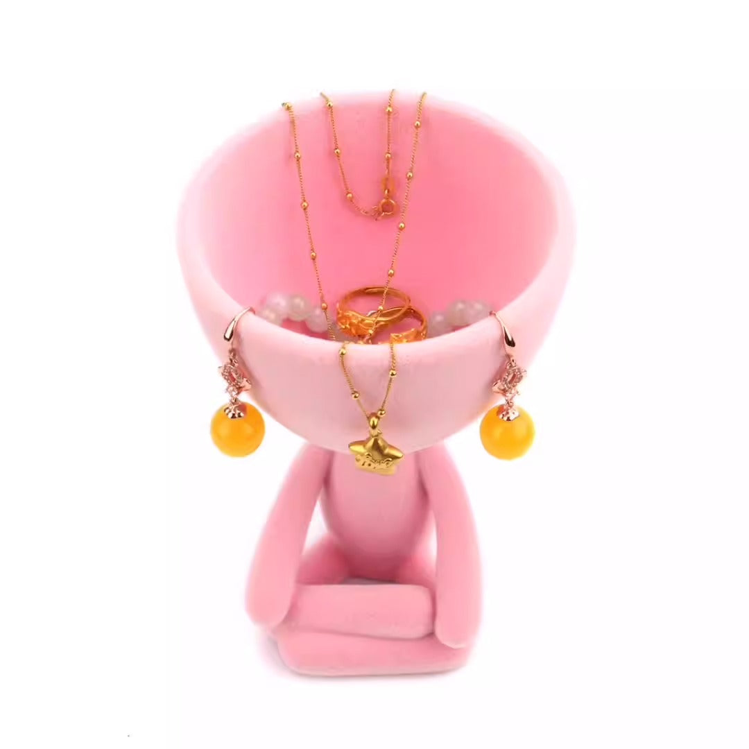 Pink Meditation Figurine Storage Bowl for Small Items