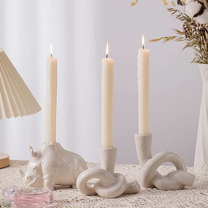 Ceramic Candle Holder for Sculptural Tabletop Decor