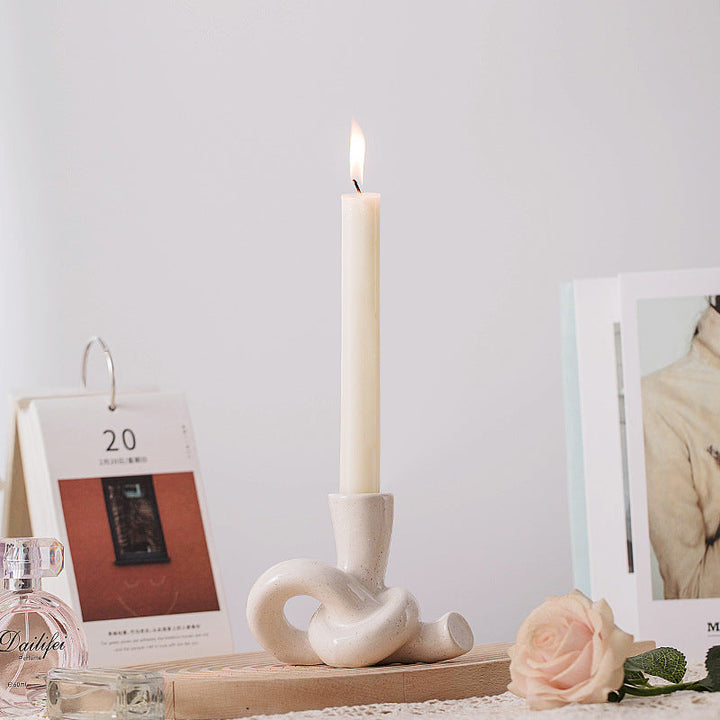Ceramic Candle Holder for Sculptural Tabletop Decor