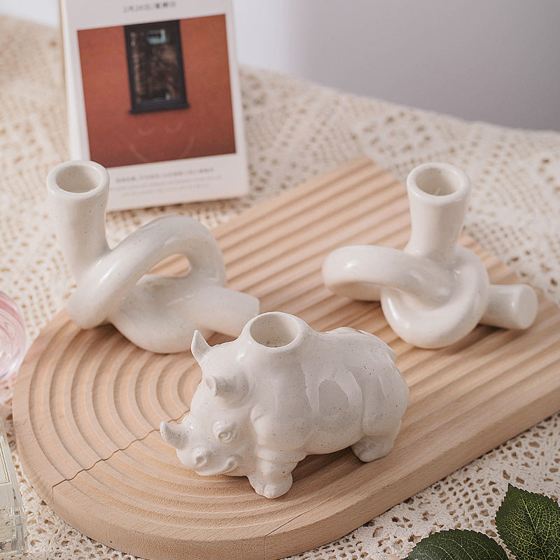 Ceramic Candle Holder for Sculptural Tabletop Decor