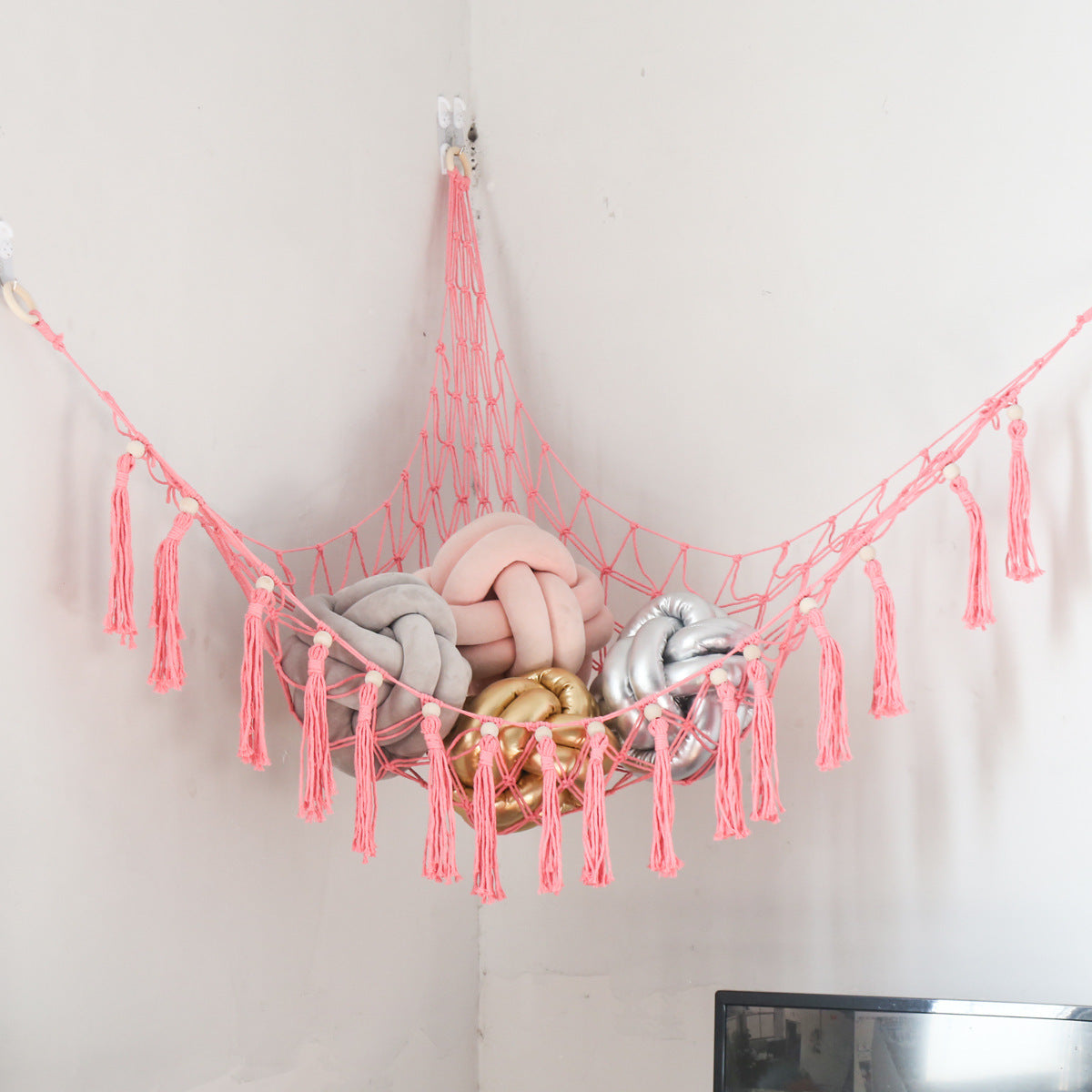 Bohemian Plush Toy Corner Storage Hammock Organizer