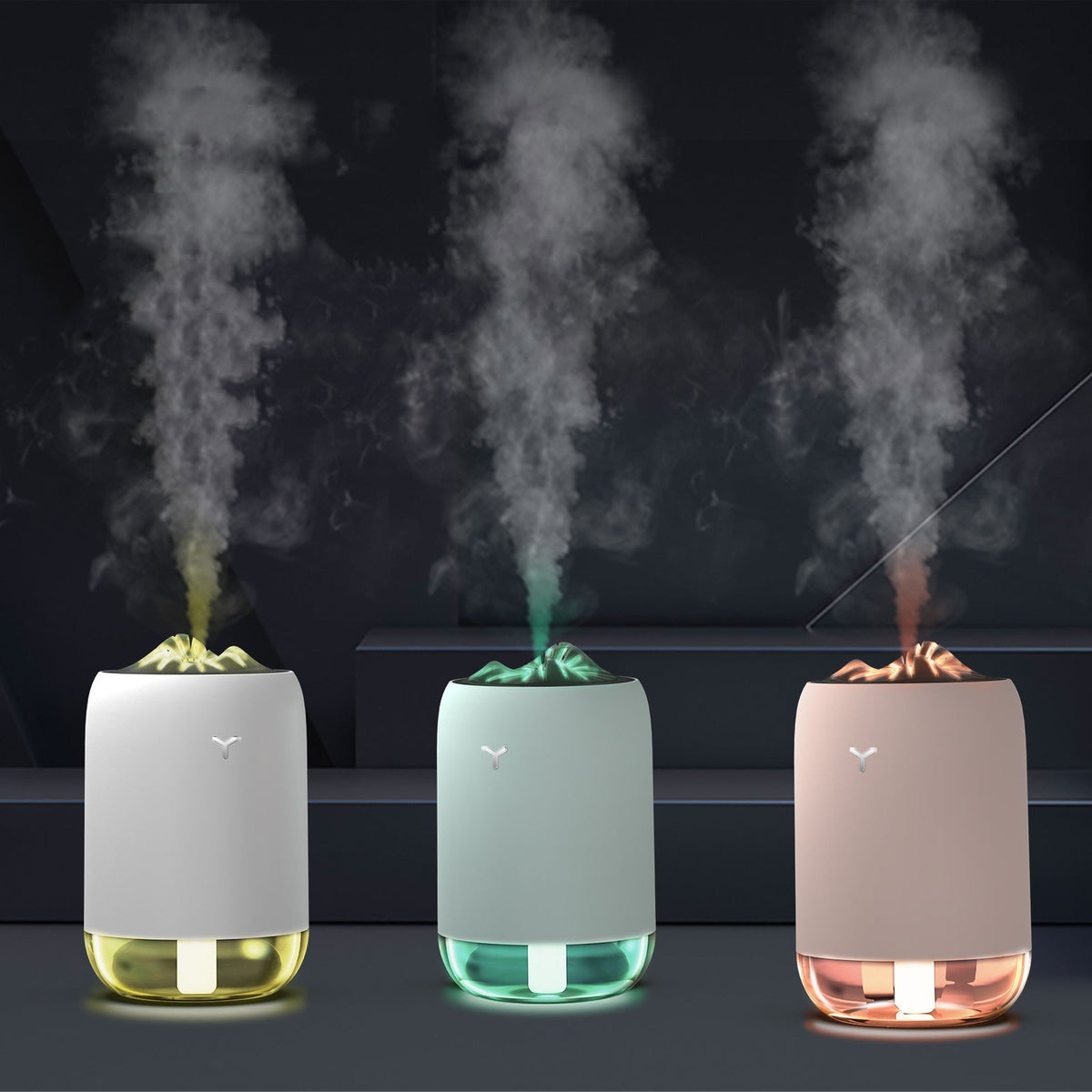 Flame Mist USB Humidifier with LED Glow for Desk & Car