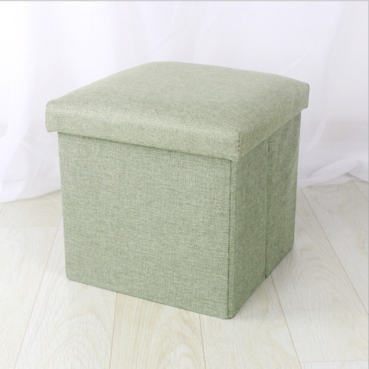 Foldable Fabric Storage Stool With Lid for Small Rooms