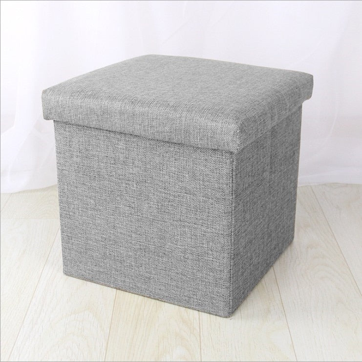 Foldable Fabric Storage Stool With Lid for Small Rooms