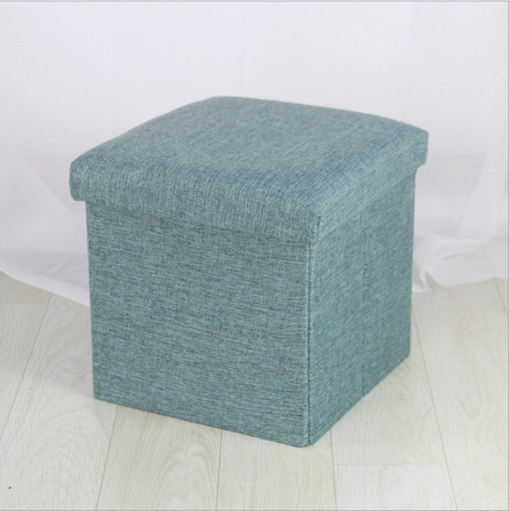 Foldable Fabric Storage Stool With Lid for Small Rooms