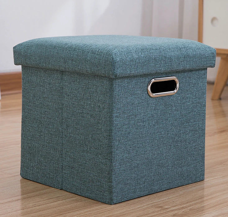 Folding Fabric Storage Stool with Lid and Shoe Box