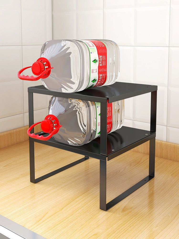 Stackable Metal Cabinet Shelf Riser Doubles Storage