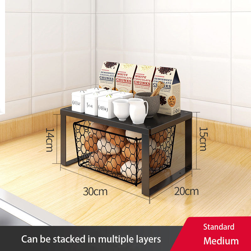 Stackable Metal Cabinet Shelf Riser Doubles Storage