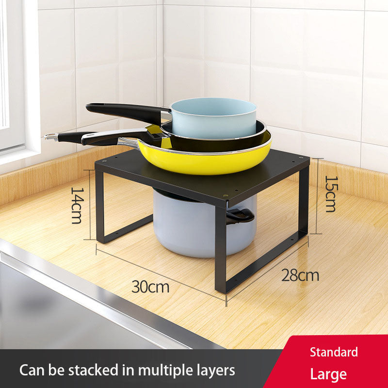 Stackable Metal Cabinet Shelf Riser Doubles Storage