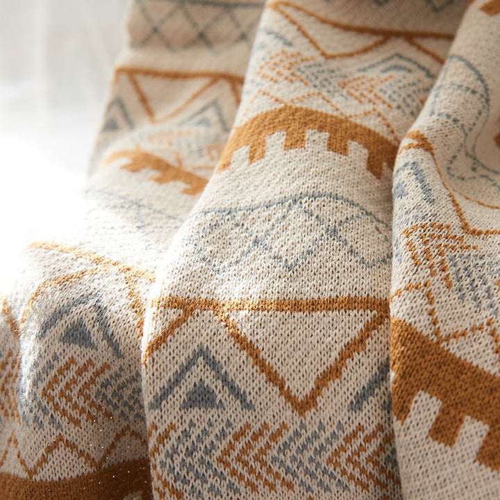 Knitted Shawl Blanket for Cozy Sofa and Travel Layering