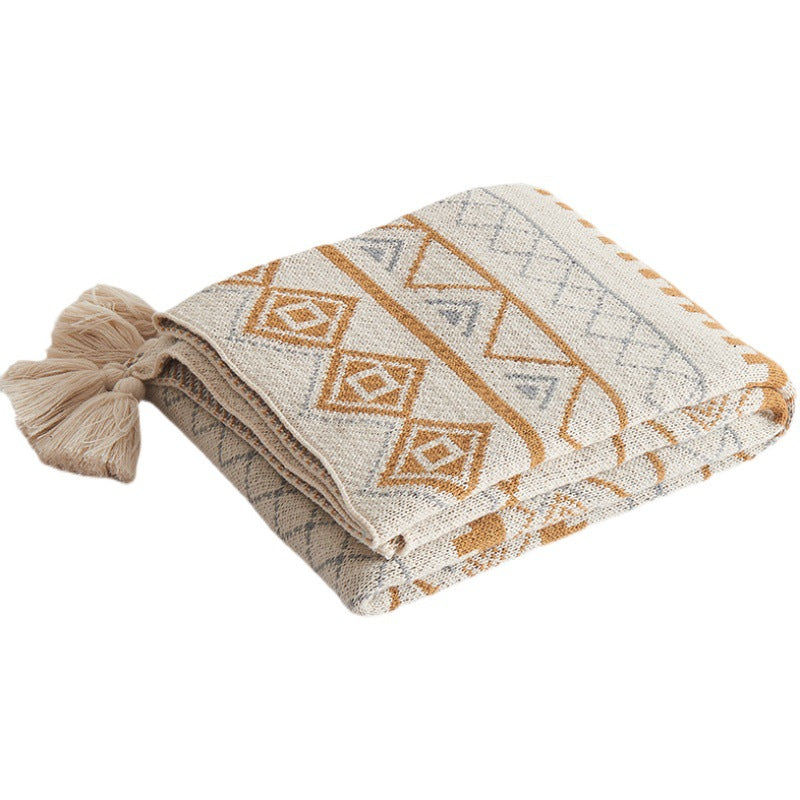 Knitted Shawl Blanket for Cozy Sofa and Travel Layering