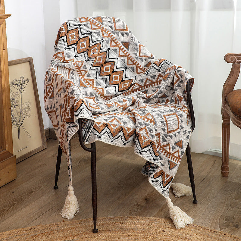Knitted Shawl Blanket for Cozy Sofa and Travel Layering