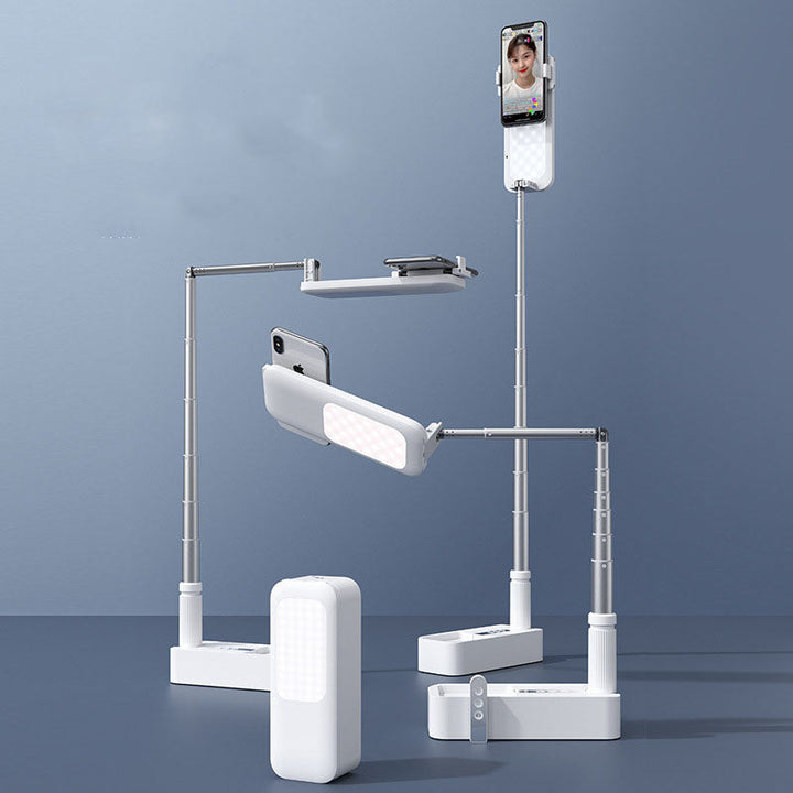 Foldable 1.3m Live Stream Fill Light Stand with Phone Clamp