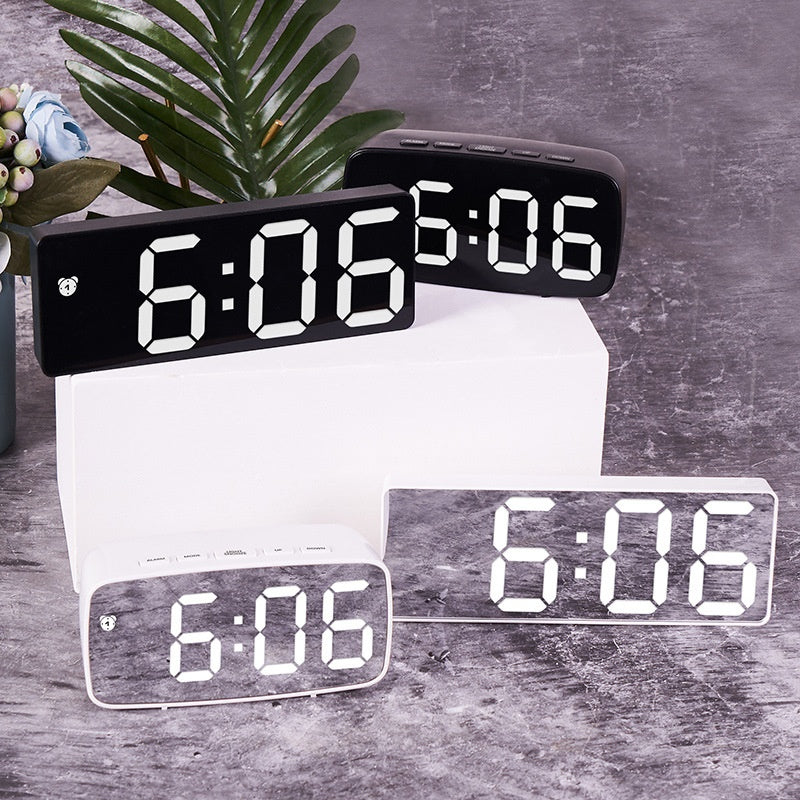 LED Alarm Clock With Mirror Display and Dual Power