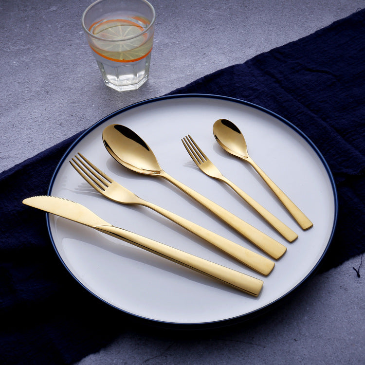 Stainless Steel Flatware Set, 5-Piece Mirror-Polished