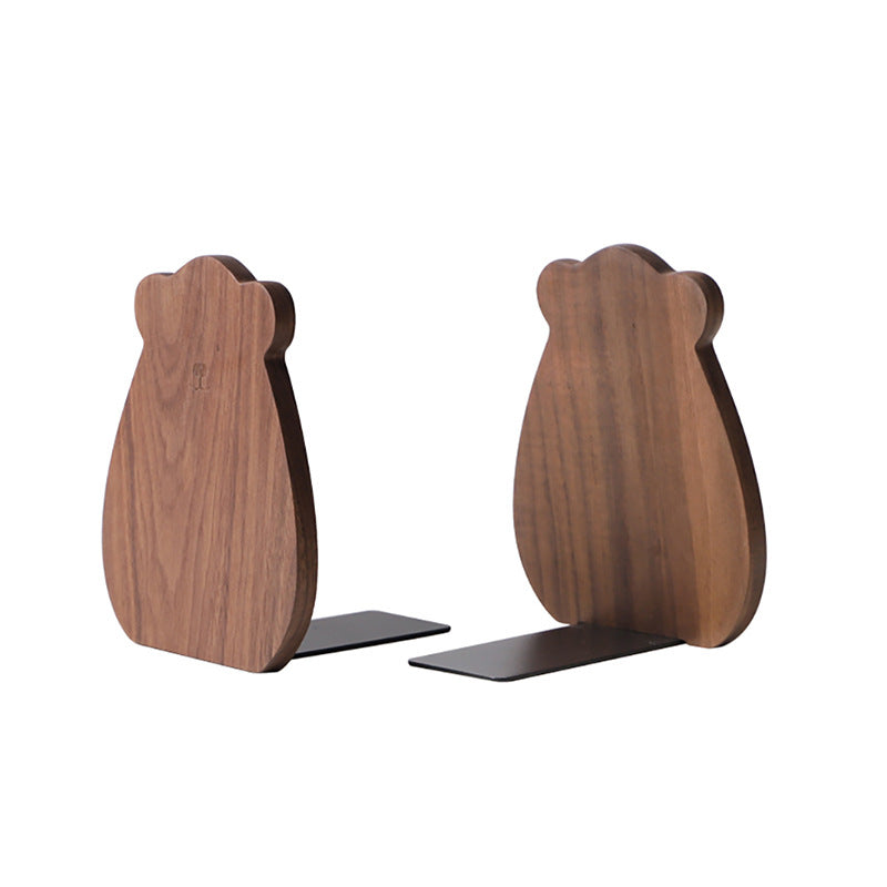 Wooden Book Stand Bear Design for Tidy Shelves & Desks