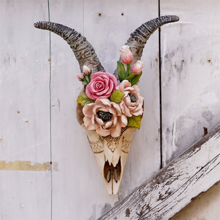 Floral Ram Skull Wall Hanging Statement Home Decor