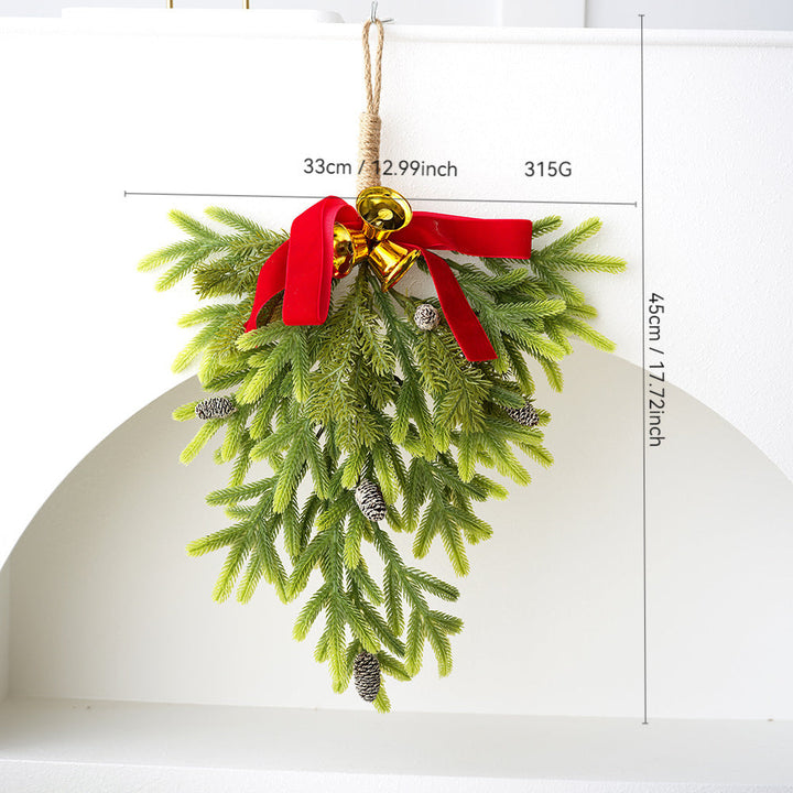 Inverted Christmas Pine Hanging Decoration with Bells