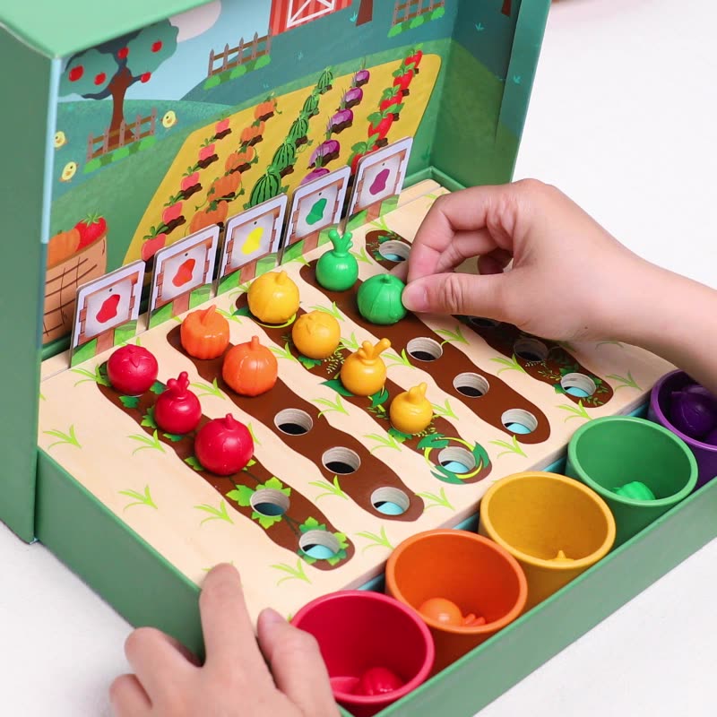 Wooden Color Sorting Farm Game for Preschool Learning