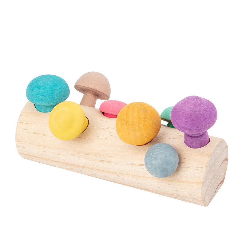 Wooden Mushroom Picking Toy for Fine-Motor Skills