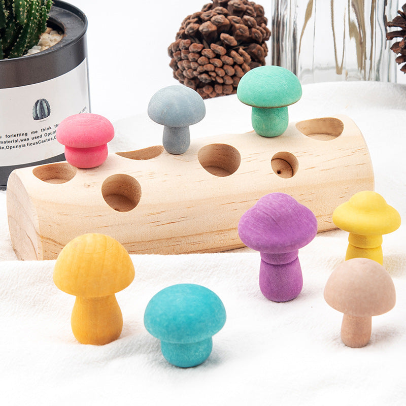Wooden Mushroom Picking Toy for Fine Motor Skill Play