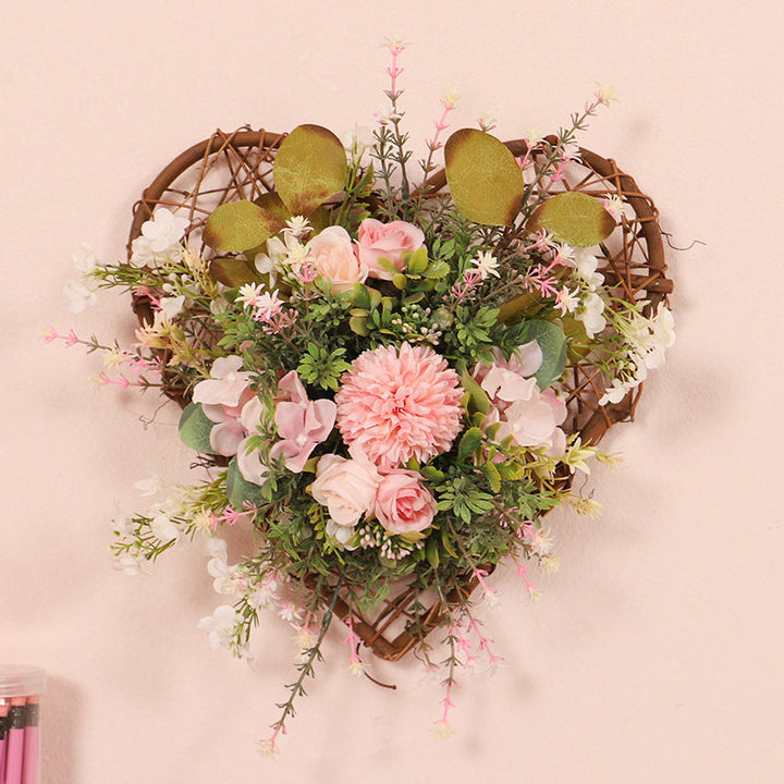 Artificial Floral Heart Hanging Decor for Romantic Doors