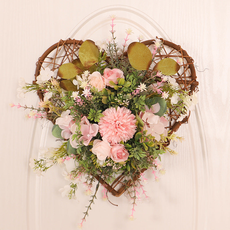Artificial Floral Heart Hanging Decor for Romantic Doors