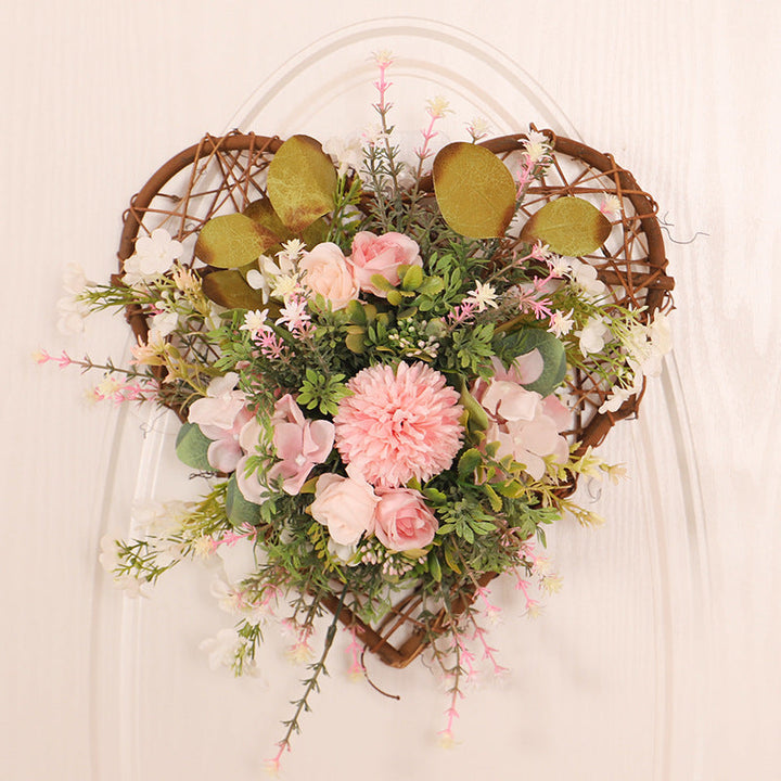 Artificial Floral Heart Hanging Decor for Romantic Doors