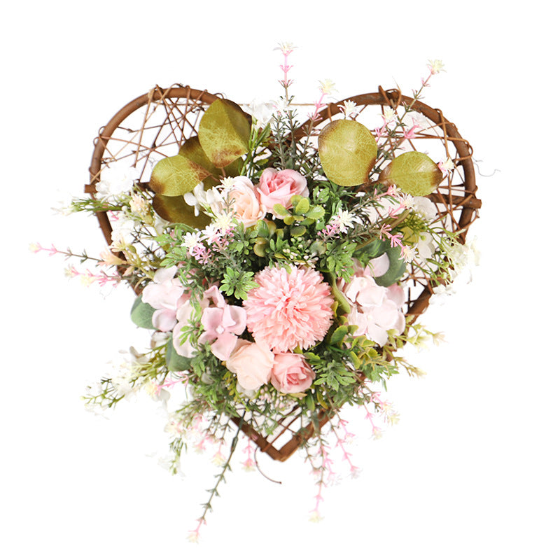 Artificial Floral Heart Hanging Decor for Romantic Doors