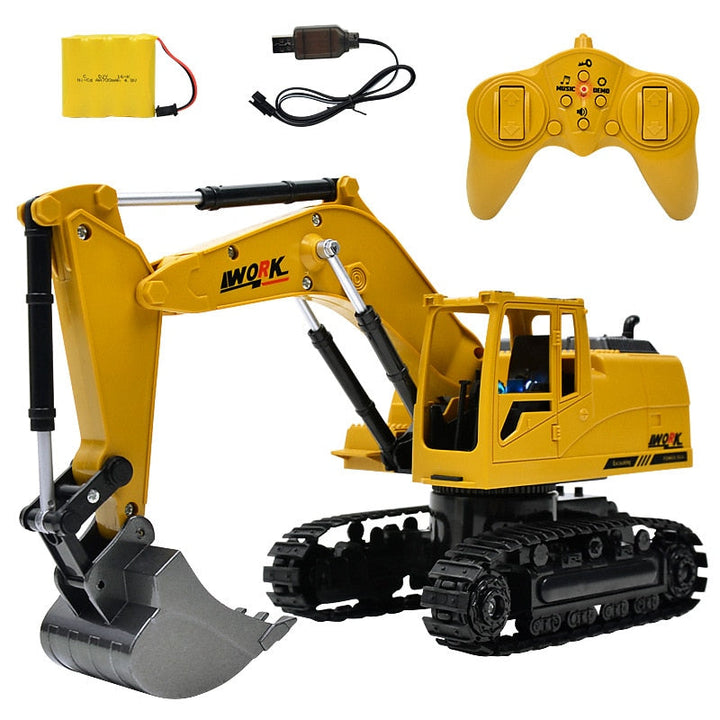 RC Excavator Toy with Lights, Music & Moving Arm Play