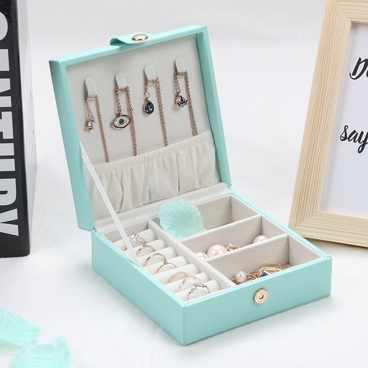 Portable Two-Layer PU Leather Jewelry Box for Travel
