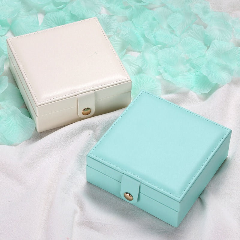 Portable Two-Layer PU Leather Jewelry Box for Travel