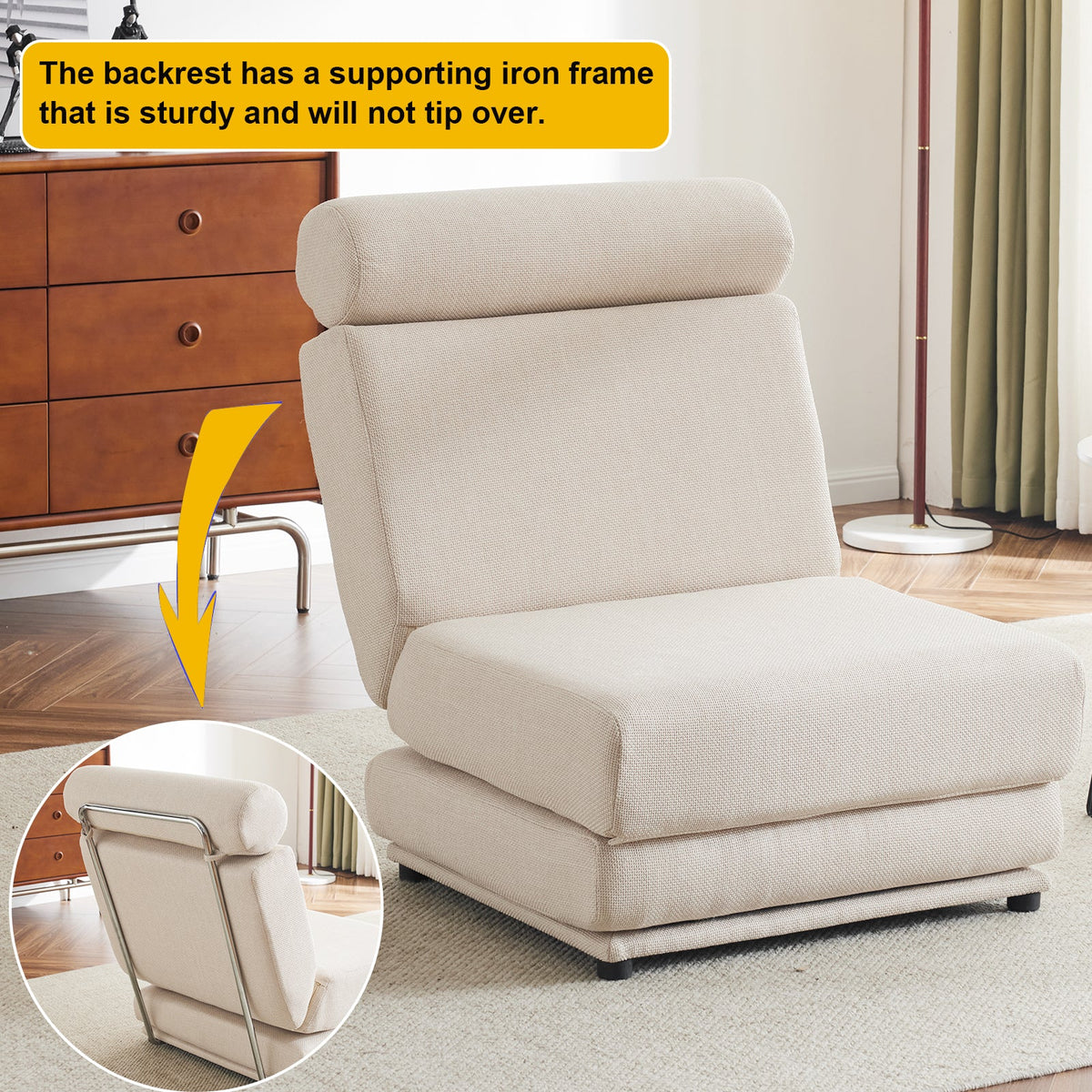Foldable Single Sofa Bed Chair That Stands Without Wall