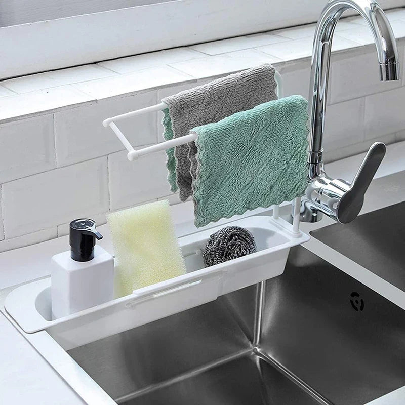 Expandable Sink Caddy Keeps Sponges Dry and Sink Clear
