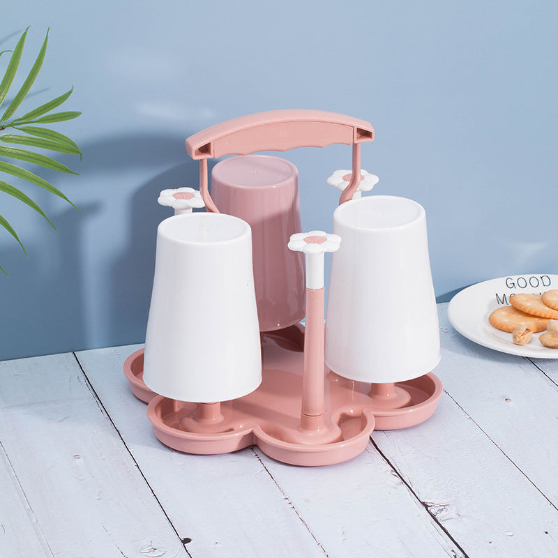 Cup Drying Rack with 6 Pegs and Drip Tray