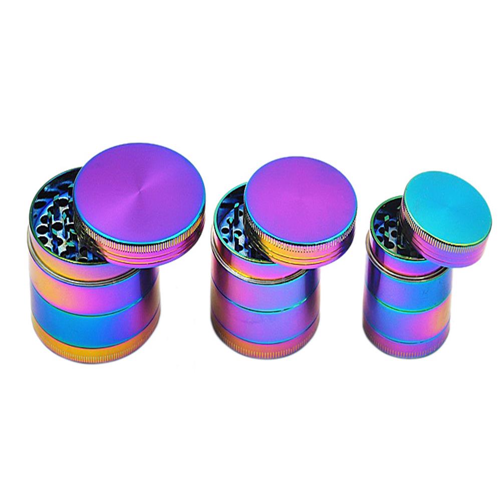 Zinc Alloy Herb Grinder 4-Layer Rainbow Dazzle Color
