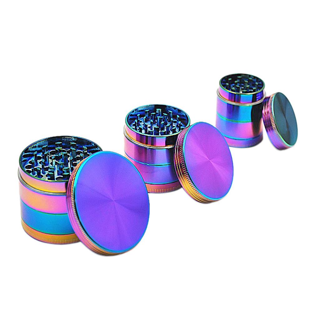 Zinc Alloy Herb Grinder 4-Layer Rainbow Dazzle Color