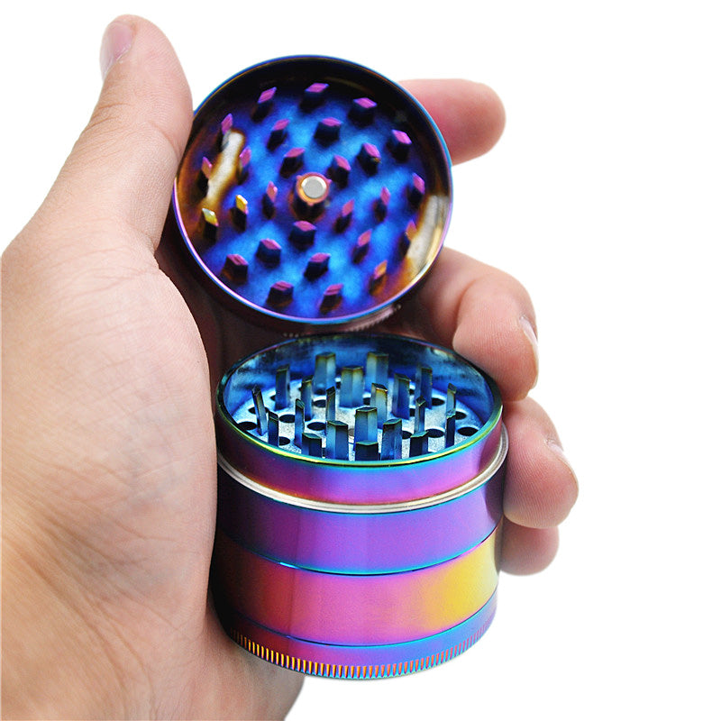 Zinc Alloy Herb Grinder 4-Layer Rainbow Dazzle Color