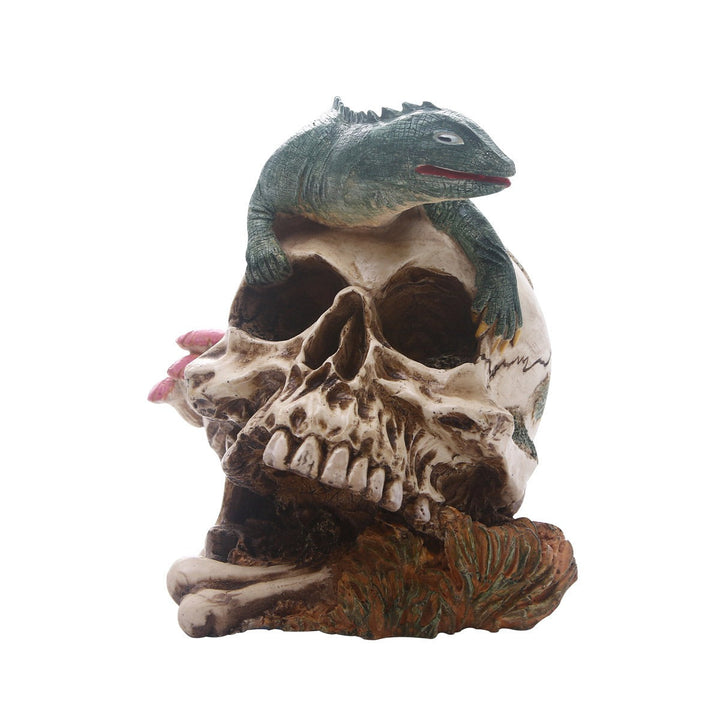 Resin Animal Skull Ornament With Iguana Gothic Decor