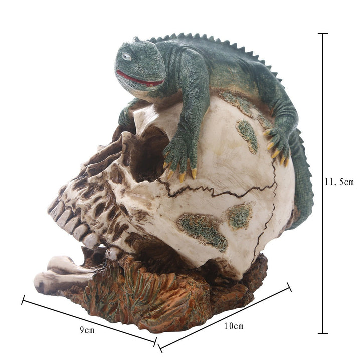 Resin Animal Skull Ornament With Iguana Gothic Decor