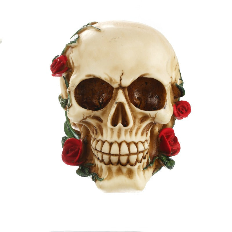 Rose Skull Ornament – Gothic Dark Romantic Shelf Decor