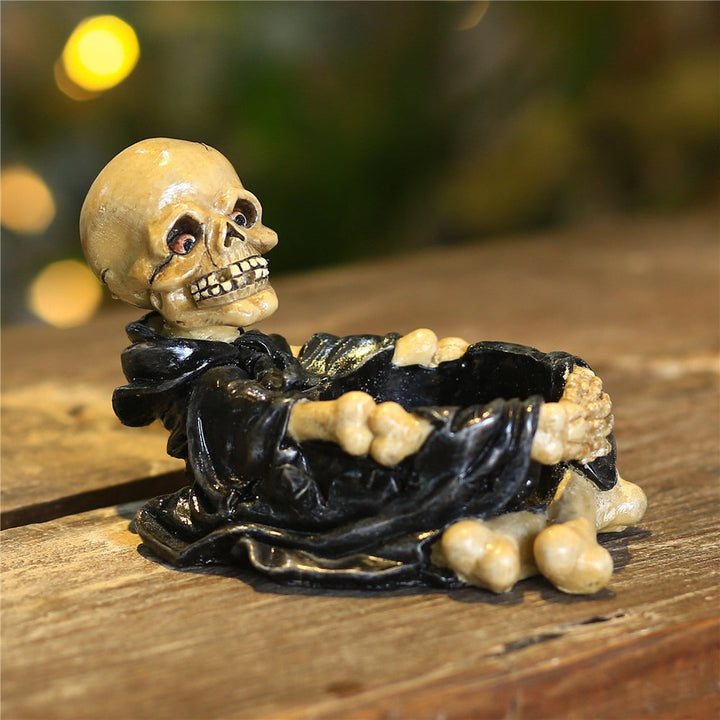 Skeleton Ashtray Candle Holder for Gothic Tabletop Decor