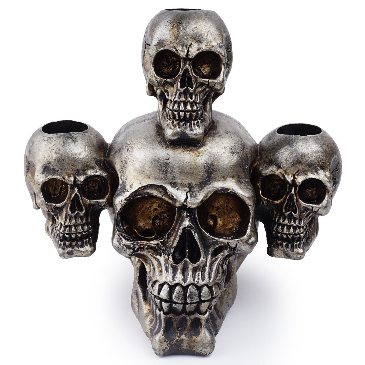 Decorative Skull Ornament, Four-Skull Gothic Centerpiece