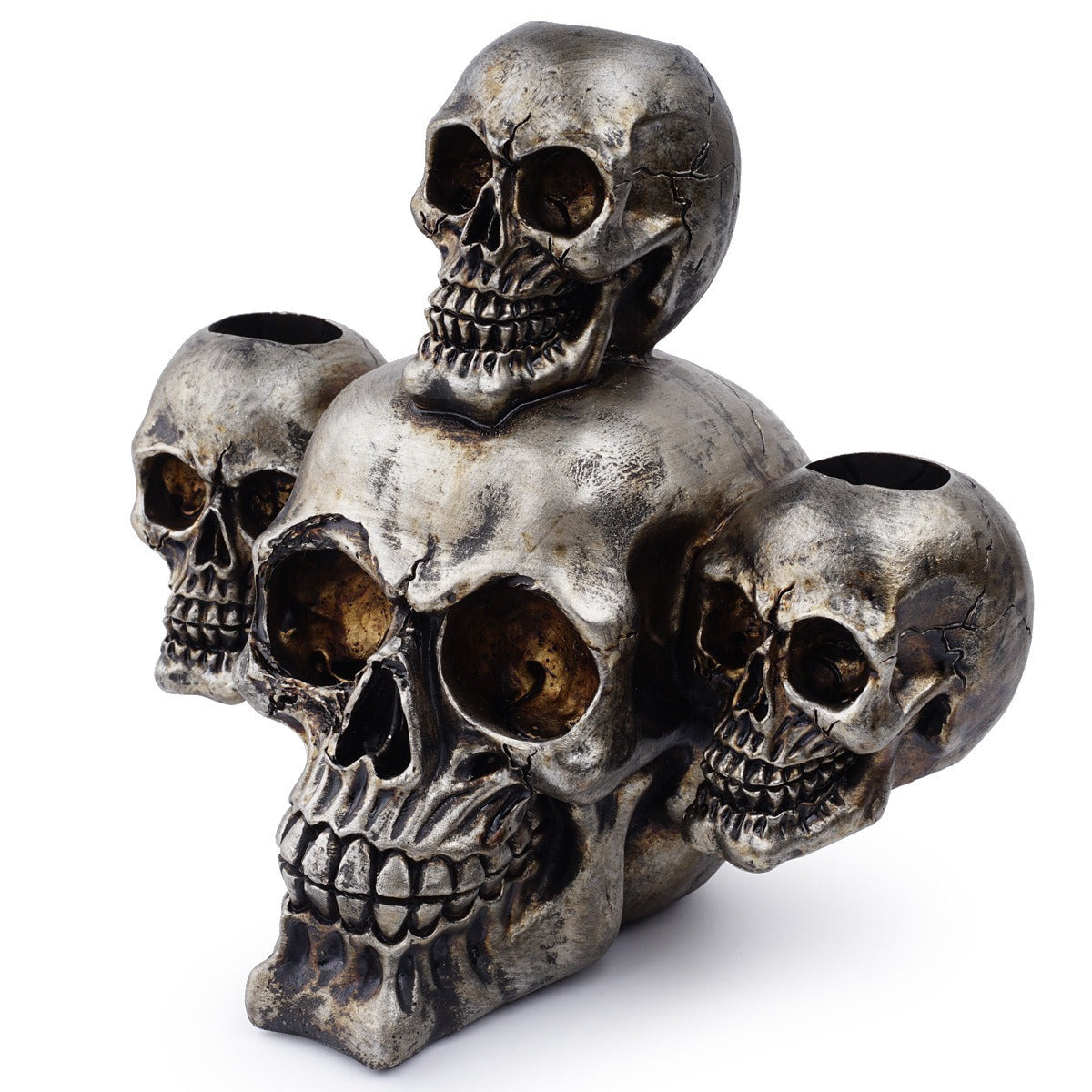 Decorative Skull Ornament, Four-Skull Gothic Centerpiece