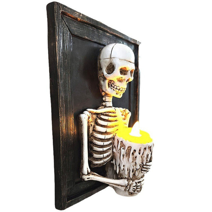 Skeleton Candle Lamp Gothic Halloween Wall Decor Accent
