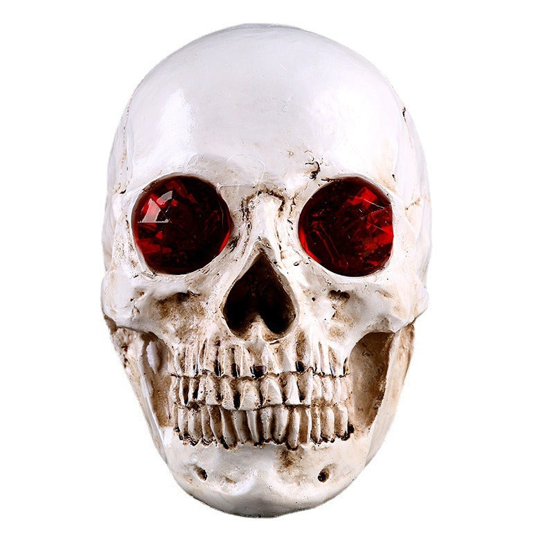 Gothic Skull Ornament with Dramatic Faceted Red Eyes