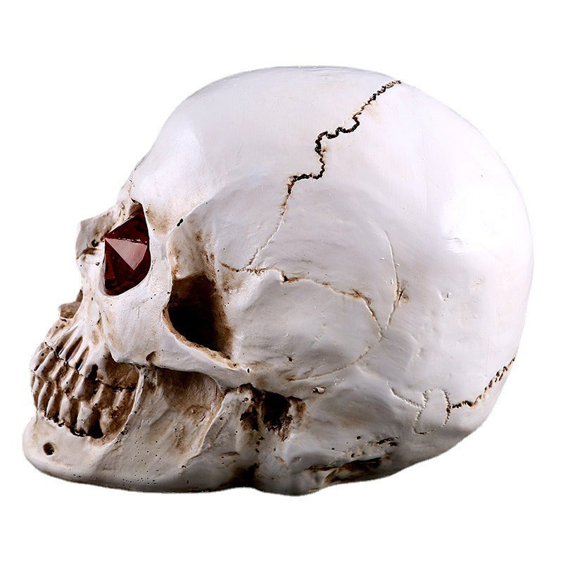 Gothic Skull Ornament with Dramatic Faceted Red Eyes