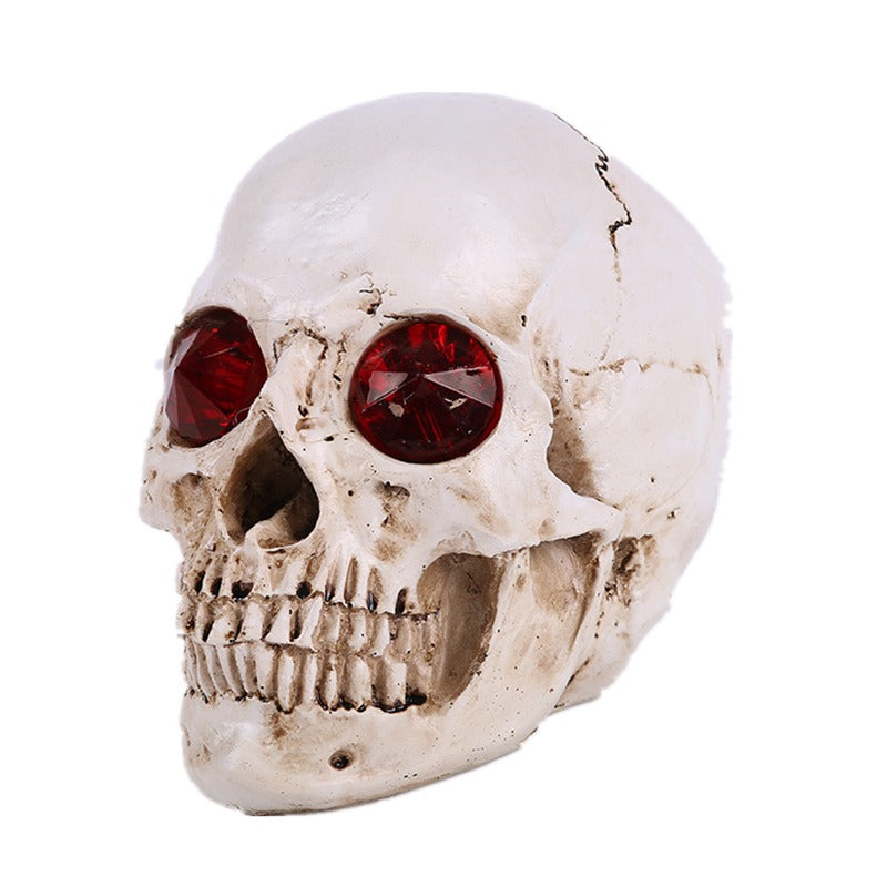 Gothic Skull Ornament with Dramatic Faceted Red Eyes