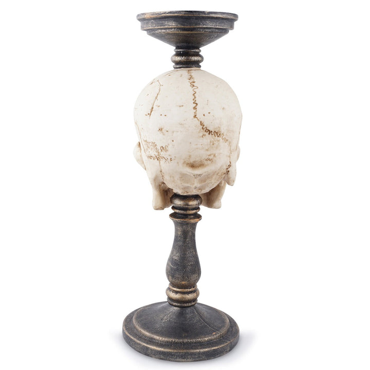 Gothic Skull Ornament With Antique Pedestal Decor